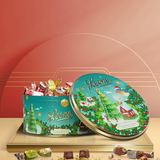 Boîte à chapeau en fer blanc avec assortiment de chocolats