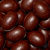 Eierdose mit Eiern, gefüllt mit dunkler Schokolade