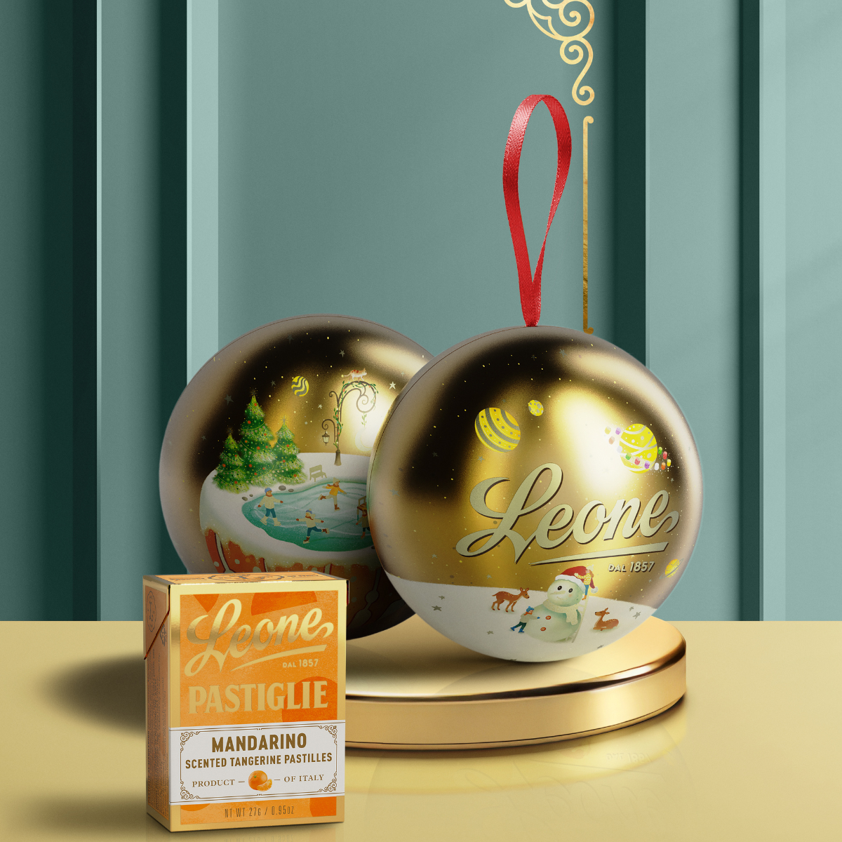Boule en étain avec pastilles à la mandarine