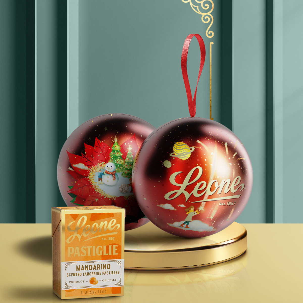 Boule en étain avec pastilles à la mandarine
